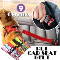 Adjustable Pet Harness Lead for Car Travel with Clip Attachment Nylon Restraint Strap - Orange