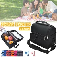 Insulated Lunch Bag Box Tote Cooler For Women Men Hot Cold Food Thermal - Blue