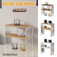 Acrylic Desktop Cup Holder Multi-Purpose Portable Storage Organizer For Home - Brown