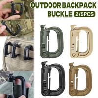 2/5pcs Outdoor D-ring Buckle for Backpack Mountaineering Hiking Camping Clip - 2pcs-Black