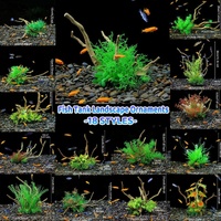 Aquarium Landscaping Decoration Artificial Wood and Plants Fish Tank Ornament - CM3901-Green