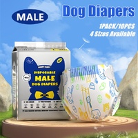Male Disposable Dog Diapers Leakproof Breathable with Colour Indicator - XS 14-33cm