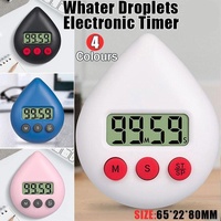 Water Drop Digital Timer Kitchen Study Alarm Countdown Electronic Clock 4 Colours - Blue