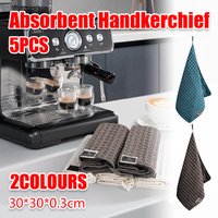 5PCS Waffle Cleaning Cloth Coffee Machine Bar Towel Dish Rag Absorbent - Blue