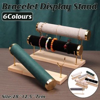 Wooden Bracelet Display Stand Single Tier Watch Bangle Holder Organizer Jewelry - Dark Grey