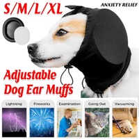 Black Adjustable Dog Ear Muffs Noise Reducing Pet Headwrap Protective Ear Cover - XL