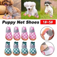 4pcs Breathable Mesh Dog Shoes Small Pets Puppy Paw Protection Summer Boots - Green-1