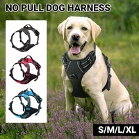 Adjustable No-Pull Dog Harness Vest S-XL Reflective Pet Training Outdoor Handle - Blue-M
