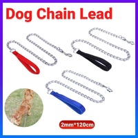 120Cm Pet Dog Puppy Padded Handle Metal Chain Dog Leash - Black