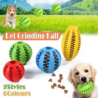 Dog Chew Toy Rubber Ball Treat Dispenser Dental Cleaning Training Play Ball - Light Blue Spherical (Large)