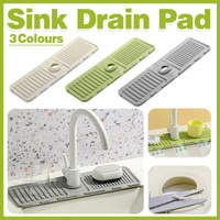 Faucet Draining Pad Narrow Sink Splash Guard Mat for Washbasin Water Catcher - White