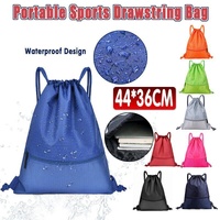 Backpack Sport Pack String Tote Gym Bag Cinch Sack School Drawstring Capacity - Orange