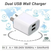 5V2A Dual Usb Wall Charger Au Plug Power Adapter Cable For Iphone 678 X 11 Ipad