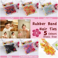 400pcs Small Elastic Rubber Band Hair Ties Multi Colour Black Ponytail Holders - Black