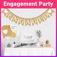 Engaged Burlap Banner Rustic Hessian Bunting Engagement Party Decor