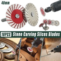 10pcs 40mm Stone Engraving Saw Blades Corrugated Cutting Tools with Handle