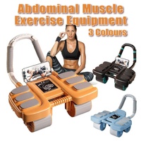 Four Wheel Abdominal Exercise Roller Elbow Support for Core Strength Training - Black