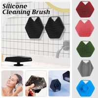 Silicone Bath Brush Soft Bristle Body Scrubber Facial Cleaning Massage Tool - Pink