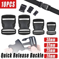 10pcs Black Plastic Buckle Clips for School Bag Backpack Strap Multifunctional - 38mm