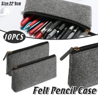 10PCS Large Capacity Felt Pencil Case Stationery Organizer Cosmetic Storage Bag