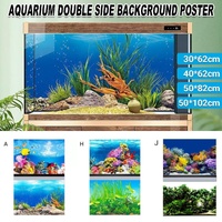 Aquarium Background Fish Tank Wallpaper Double Sided Decoration Sticker Paper - H-40cmx62cm