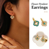 New Chinese Style Multi-Wear Natural Shell Four-Leaf Clover Earrings for Women