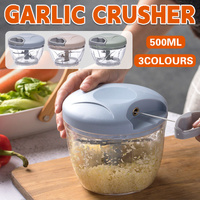 500ml Manual Meat Mincer Garlic Chopper Rotate Garlic Press Crusher Vegetable - Blue