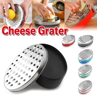 Stainless Steel Kitchen Cheese Grater with Container Storing Fruits Cheese Box - Black
