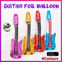 Guitar Foil Balloon Air Fill Rock and Roll Music Party Wedding Birthday Decoration - Rose Red