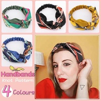 Women Lady Boho Bohemian Cross hair head headband band Scarf Wrap Bandana AU - Black