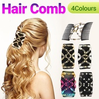 Beaded Stretchy Easy Magic Hair Comb Elastic Double Hair Clip Hair Accessories - Gold