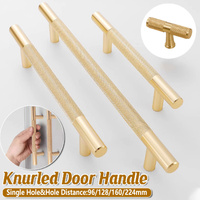Light Luxury Cabinet Handle Full Copper Gold Straight Knurled Drawer Door Pull - Single Hole