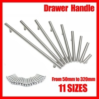 5pcs Silver Kitchen Cabinet Door Handles Stainless Steel Door Drawer Pull T Bar - 250mm/160mm