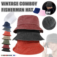 Unisex Men Women Washed Cotton Outdoor Camping Sports Bucket Hats Fisherman Hat - Blue 2