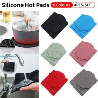 4pcs Silicone Honeycomb Heat Resistant Mats Table Cup Pot Coasters Home Kitchen - Blue