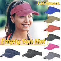 Unisex Summer Denim Sun Visor Cap Breathable Washed Running Hat UV Protection - Yellow
