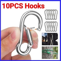 10Pcs Stainless Steel Carabiner Snap Hooks with Keychain for Camping