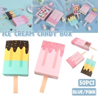 50PCS Creative Ice Cream Candy Gift Boxes Fruit Shaped Party Favor Packaging Box - Blue
