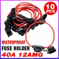 10Pcs 12V 40A Waterproof Standard Blade Inline Fuse Holder