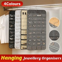 48 Pockets Jewelry Hanging Storage Organizer Holder Earring Display Pouch Bag - Beige