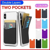 Silicone Phone Card Holder Double Layer Adhesive Wallet with 3M Backing - White