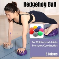 Spiky Massage Ball PVC Half Round Yoga Exercise Foot Hand Cushion - Orange