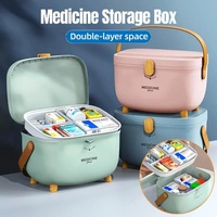 2 Layer Portable First Aid Kit Emergency Medicine Chest Organizer Storage Box - Green