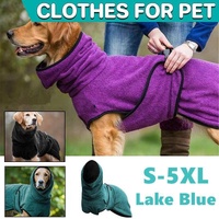 Dog Puppy Hoodies Jacket Solid Coat Pet Winter Soft Warm Clothes S-5XL Lake Blue - XL