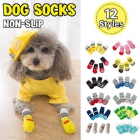 Non Slip Pet Socks for Dogs and Cats Knitted Paw Protector with Grips L Size - Green frog
