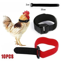 10pcs Rooster Anti Crow Collar Adjustable Nylon Neck Belt Poultry Sound Control - Red