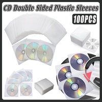 100X Premium Color Mixing CD DVD Double Sided Plastic Sleeves Holds 2 discs Storage Bag