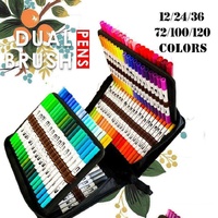 12-120 Watercolor Brush Pen Set Artist Sketch Marker - White-120 Colours
