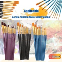 10pcs Artist Paint Brush Set Acrylic Oil Watercolour Gouache Painting Supplies - Black