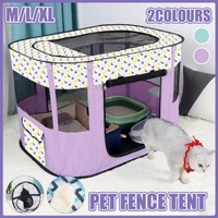 Foldable Cat Dog Kennel Pet Delivery Cage Portable Pet Fence Tent - Cyan-L